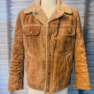Vintage JCPenney Suede Sherpa Jacket Brown Men’s 42